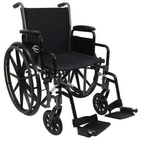 FITNESSFIRST LT-700T 18 in.  Height Adujustable Seat 36 lbs. Lightweight Steel Wheelchair with Removable Armrest and Elevating Legrest FI88615